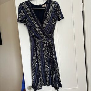 LOFT Floral Faux Wrap Dress